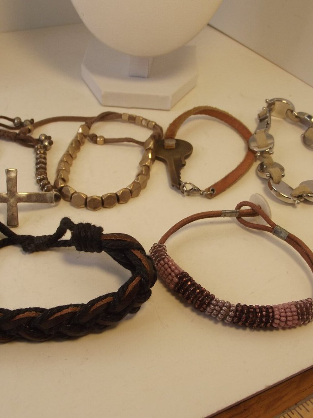 Lot of 6 Leather Bracelets  All Different
